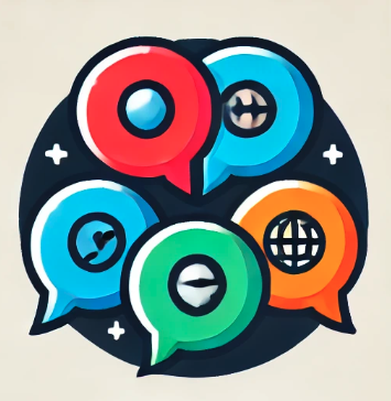 Colorful icons representing various communication and social media platforms arranged in a cluster.